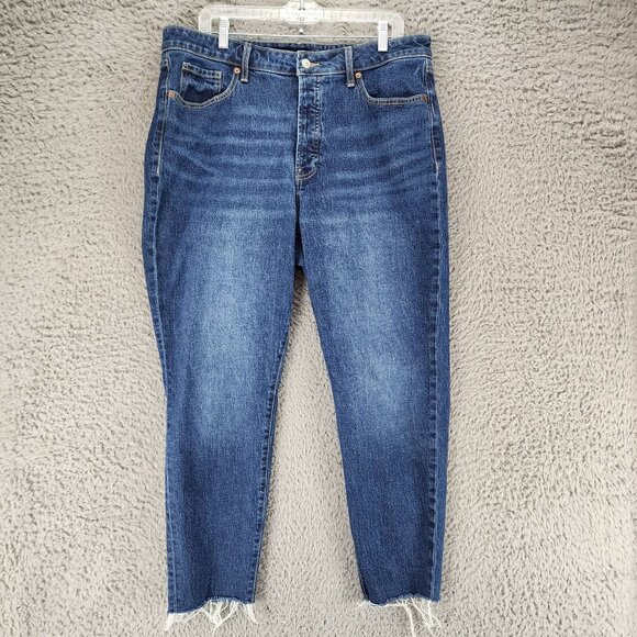 Old Navy Jeans Womens 16 Med Wash Stretch High Rise Button Fly OG Straight *GUC* - Picture 1 of 12